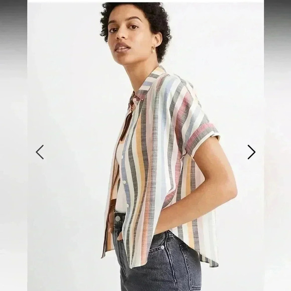 MADEWELL HILLTOP BUTTON DOWN SHIRT IN RAINBOW STRIPE - Picture 1 of 3